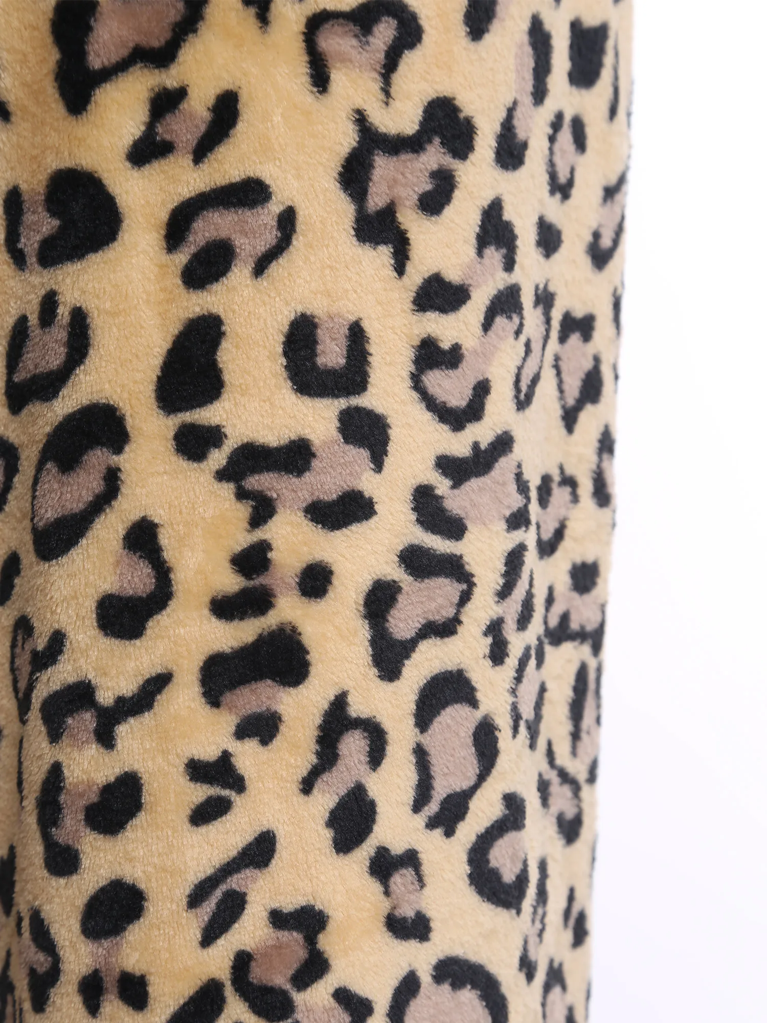 

Women Warm Flannel Leopard Print Long Pants Elastic Waistband Wide Leg Pants Casual Trousers for Office Weekend Vacation