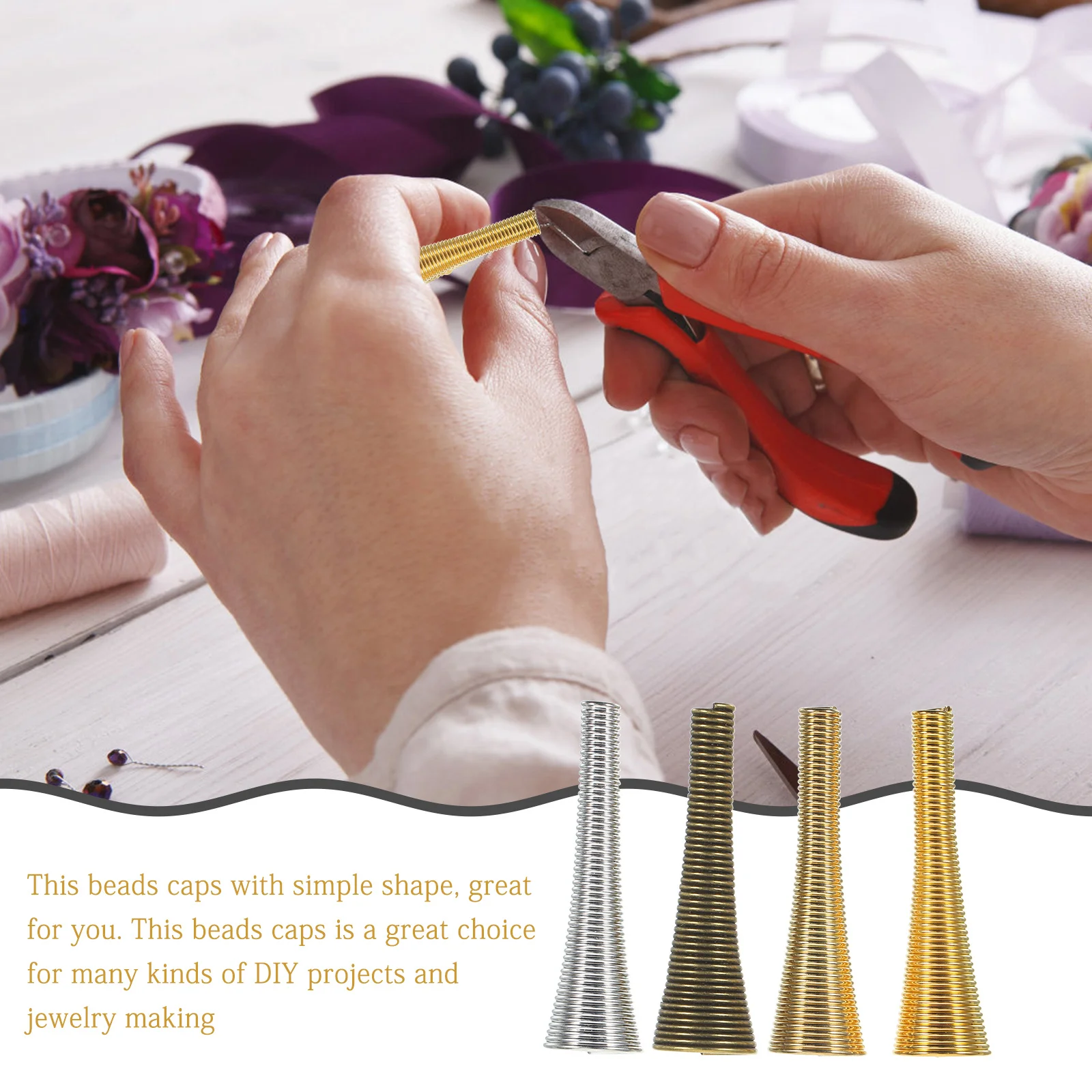 

60 шт. колпачки для бусин «сделай сам» для изготовления ювелирных изделий, латунные колпачки для цветов, полые распорные конусы, фурнитура для рукоделия, материалы для бисера «сделай сам»