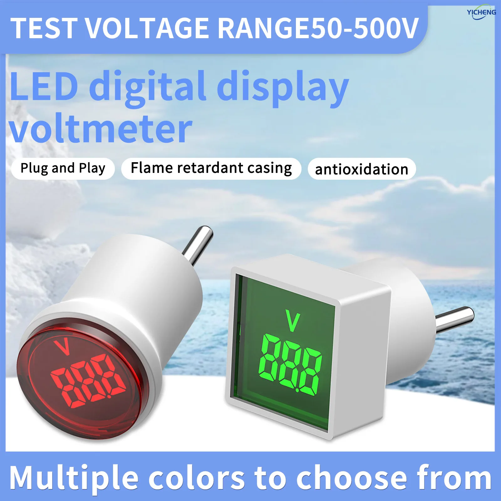 YICHENG 10 Pcs AC Voltmeter European Plug, 220-230V LED Digital Display,direct insertion