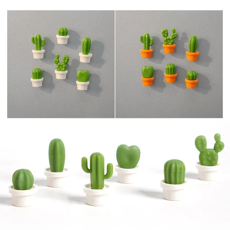 6Pcs/Set 3D Cute Succulent Plant Magnet Message Sticker for Kitchen Refrigerator Magnet Button Cactus decoration accessories