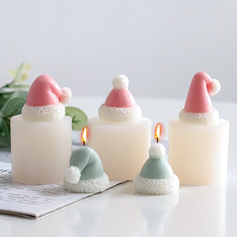 Creative Christmas Hat Candle Silicone Mold DIY Geometry Candle Making Resin Soap Mold Christmas Gifts Craft Supplies Home Decor