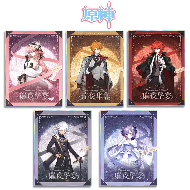 Genshin Impact Resplendent Feast Series Yae Miko Keqing Tartaglia Diluc Cyno Characters Colored Paper Yuan Shen Game Collection