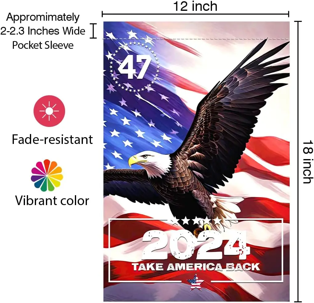 2024 Election Garden Flag - 2024 Take America Back - 12X18 Decor - Election Outdoor Display - Double Sided 12X18 Flag