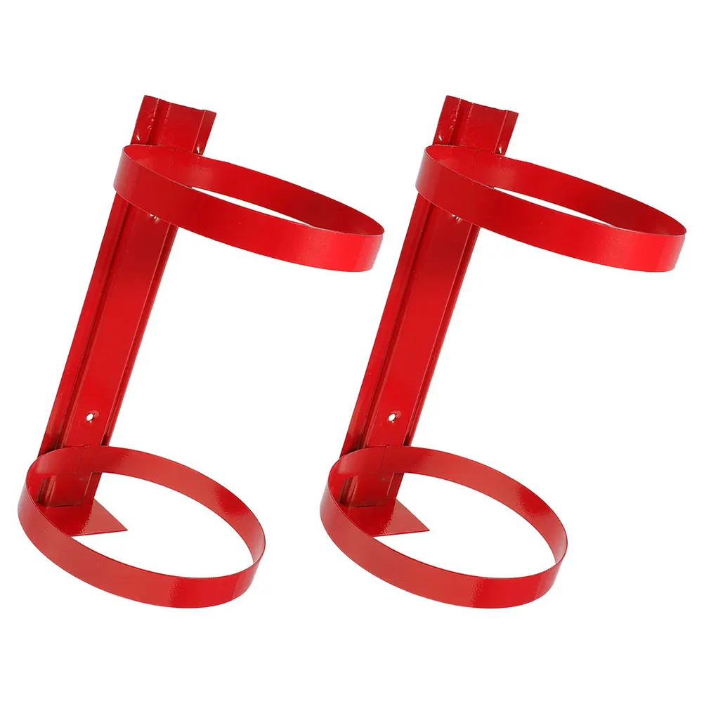 

2Pcs Wall-mounted Fire Extinguisher Bracket Holder Iron Red 5kg Capacity Stable Mounting Kit Escape Ladder Fire Equipment