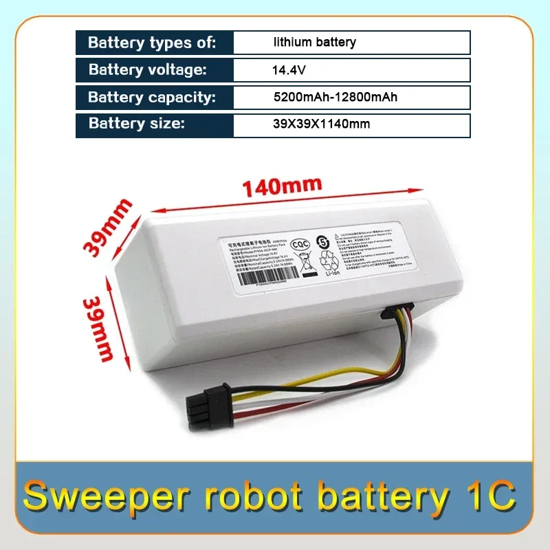 100% Original 14.4V Robotic Vacuum Cleaner Replacement Battery For Xiaomi Mijia 1C Roborock S55 S60 S65 S50 S51 S5 MAX S6