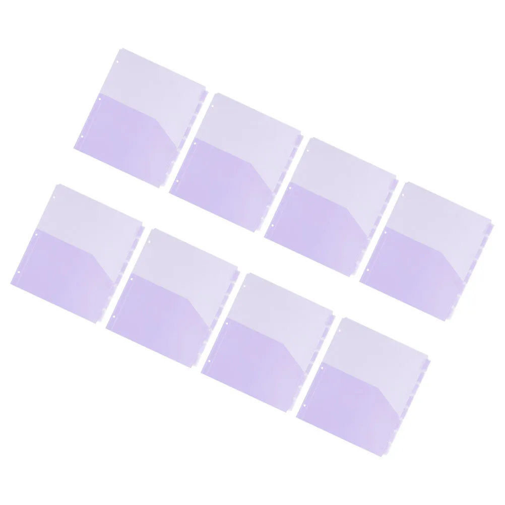 

8Pcs File Organizer Pockets Plastic Binder Dividers A4 3 Ring Binder Color Coded Folder Filing Storage Dividers with Pockets