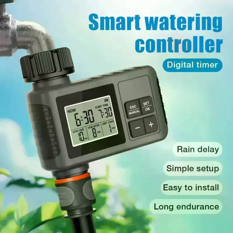 Automatic Water Timer Intelligent Irrigation Watering System Sprinkler Timer Garden Programmer Equipment IPX7 LCD Display