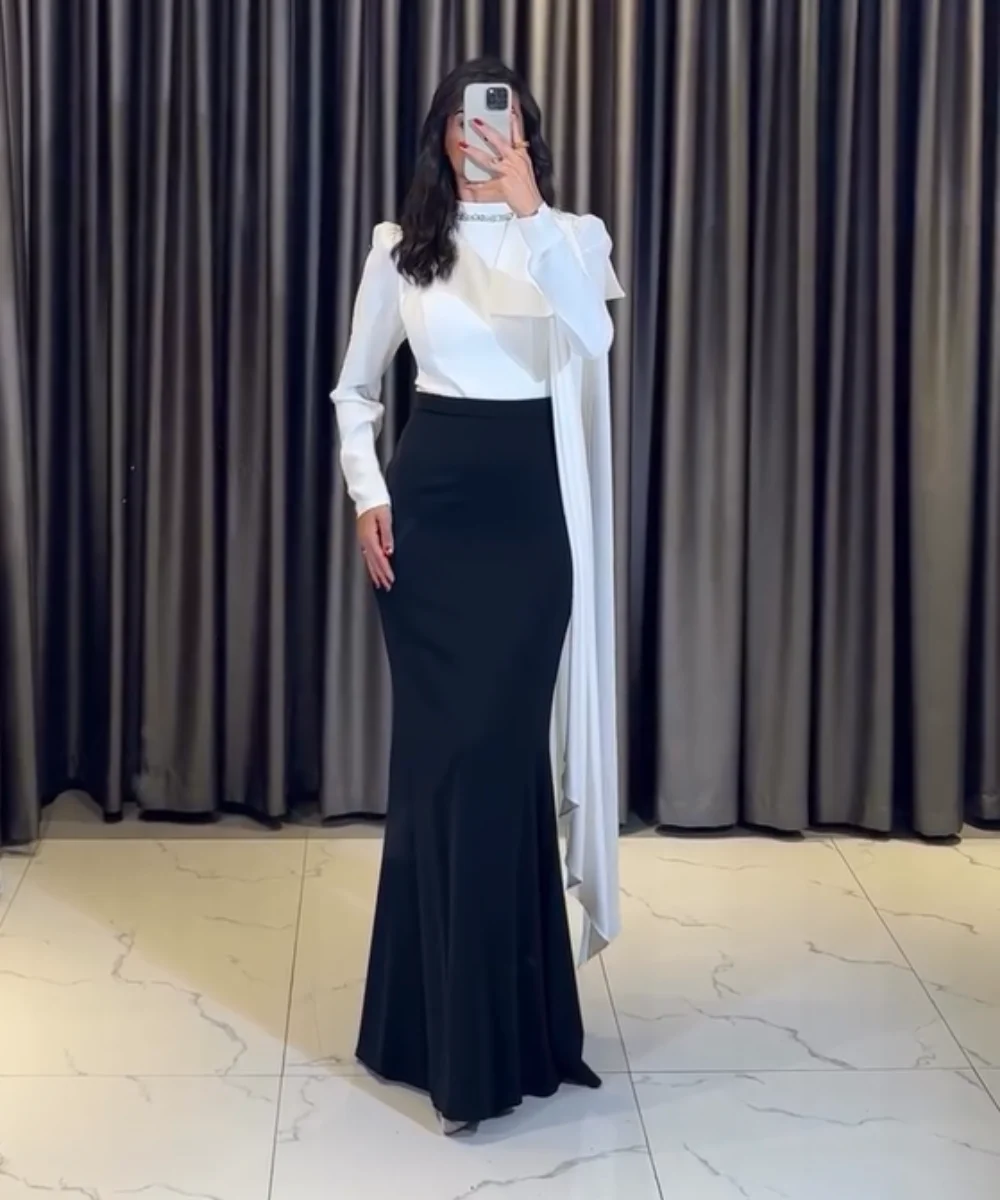 

Customized Formal Jersey Pleat Trumpet High Collar Long Dresses Bespoke Occasion Homecoming Fashion Modern Style