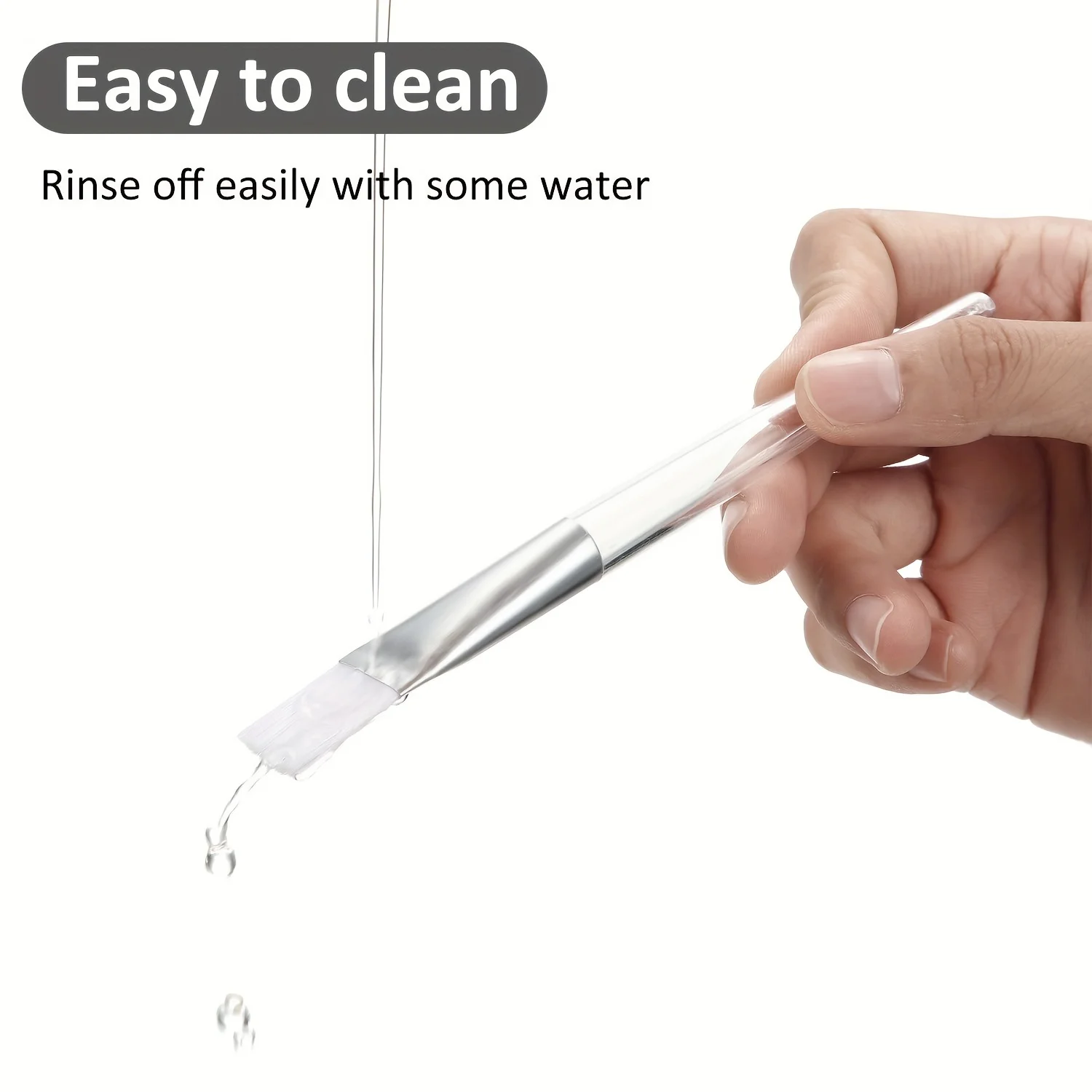 Cosméticos profissionais e ferramentas para cuidados com a pele, pincel de silicone para máscara facial com cabo longo, pincel cosmético esfoliante suave.