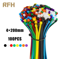 4×200mm 3×200mm Size 100Pcs/Bag Cable Tie Multicolor Black Slef-Locking Nylon Cable Tie Quickly Bundle Plastice Loop Wire Wrap