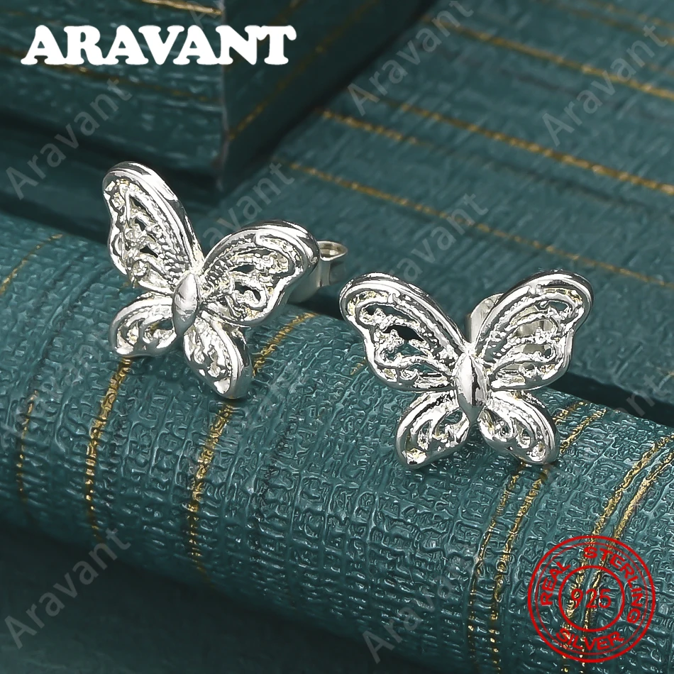 925 Sterling Silver Butterfly Zirconia Earrings, Women'S Commute Accessories, Christmas Gift Jewelry