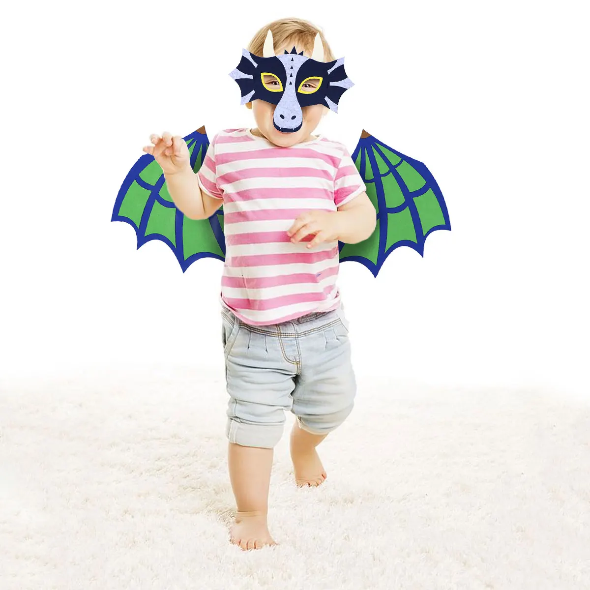 

Green Dinosaur Mask Wings Set Halloween Cosplay Performance Dinosaur Costume Set Kids Dinosaur Wings Costume