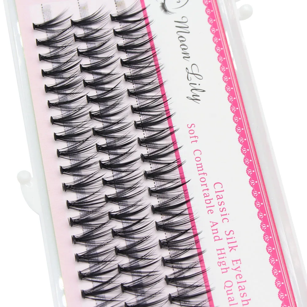 Moonlily 60 Bundles Silk Soft Mink Eyelashes Extension Natural 3D Russian Volume Faux Individual 20D Cluster Lashes Makeup Cilia