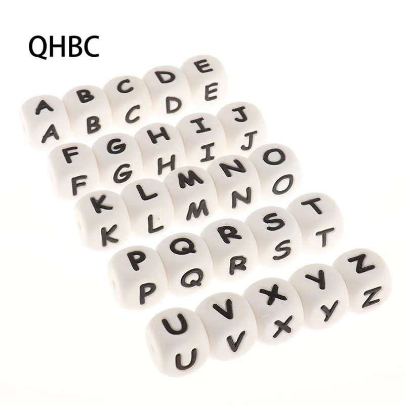 100pcs Russian Alphabet 12mm Silicone Teething Letter Beads Bpa Free DIY Baby Teether Necklace Pendant Oral Care Toy Accessories