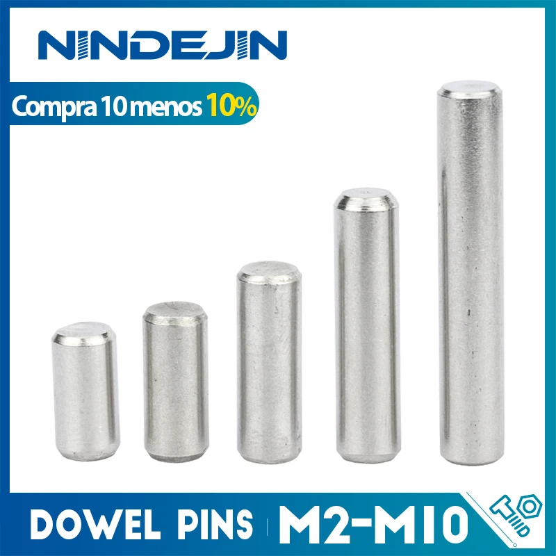 Pinos paralelos de aço inoxidável m2 m2.5 m3 m4 m5 m6 m8 m10 pinos do pino de bloqueio do cilindro contínuo gb119 de nindejin 3-50 pces