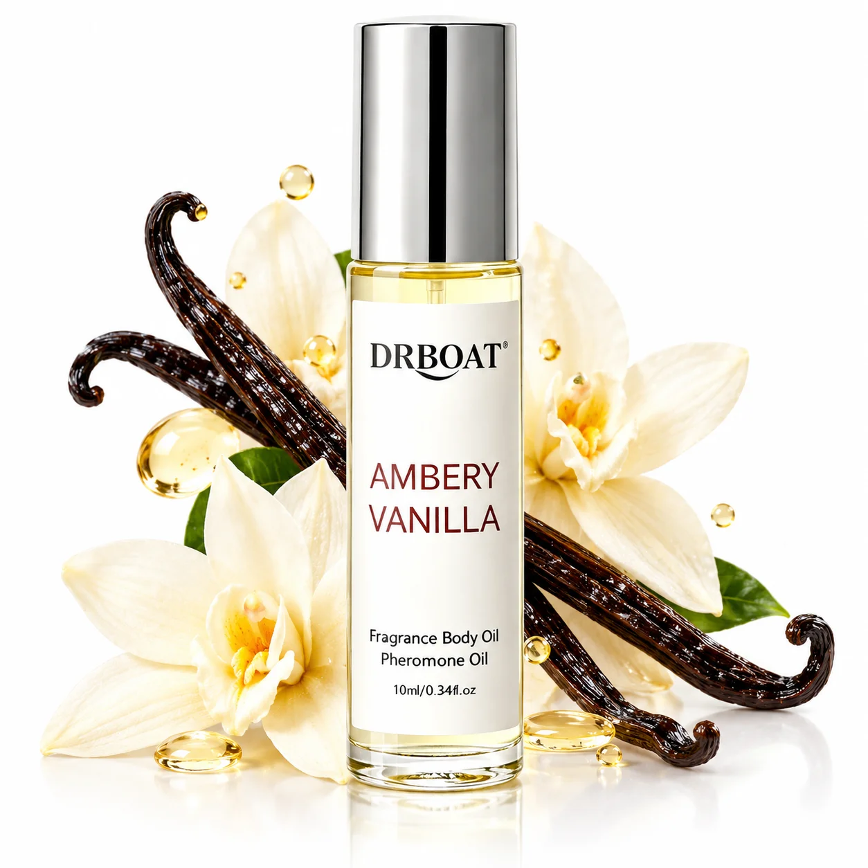 Ambery Vanilla Roll-on Pheromone Oil - Gourmand Fragrance Oil, Elegant Warm Scent Eau de Toilette, Cedar, Jasmine, 10/20ml