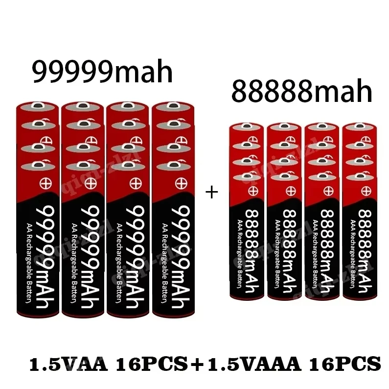 New AA+AAA Battery 1.5VAA High Capacity 99999mAh+1.5VAA88888mAh Alkaline 1.5V Clock Toy Camera Battery Rechargeable Battery