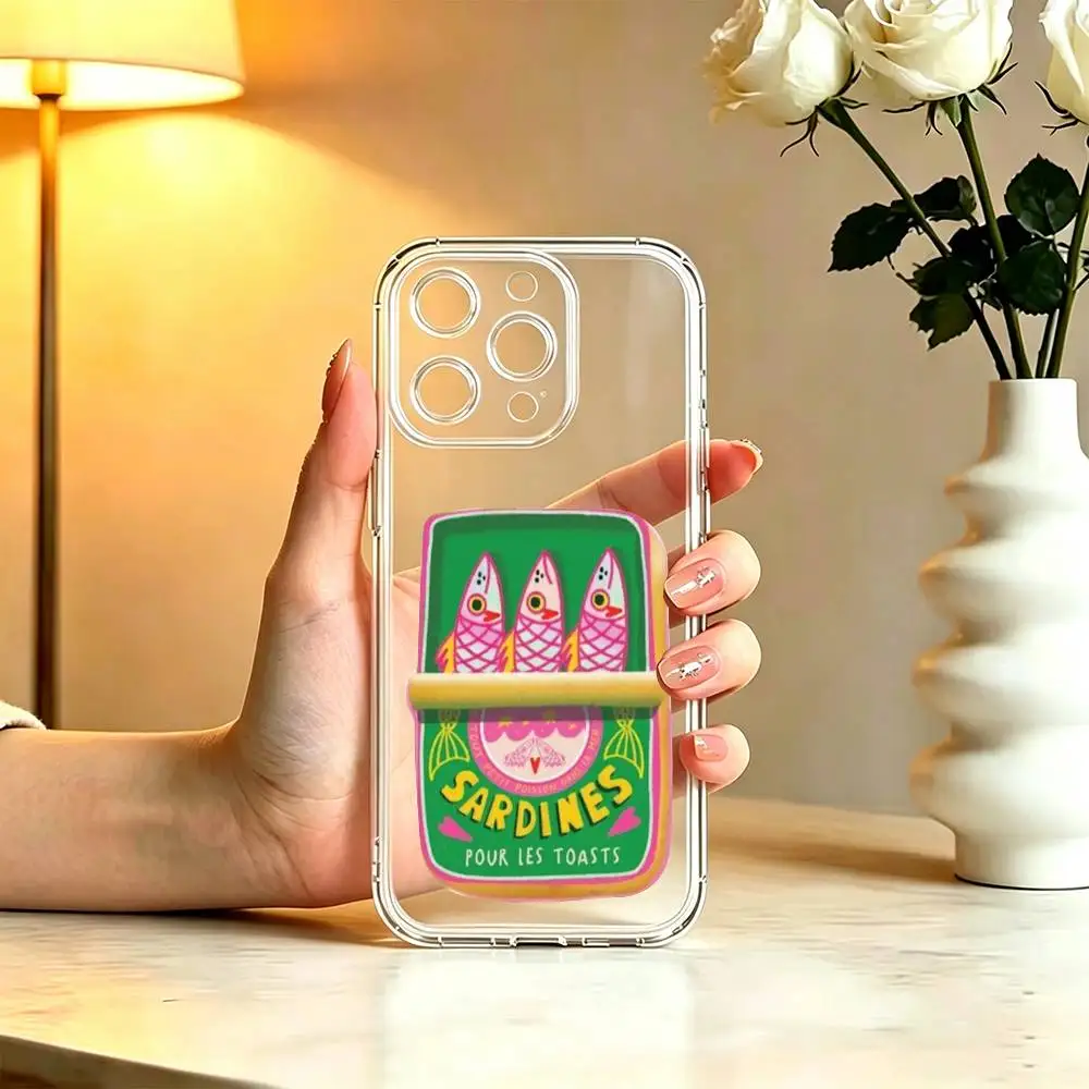 Sardines-Canned Phone Case For iPhone 17 16 15 14 13 12 11 Mini Pro Max Plus Transparent Cover