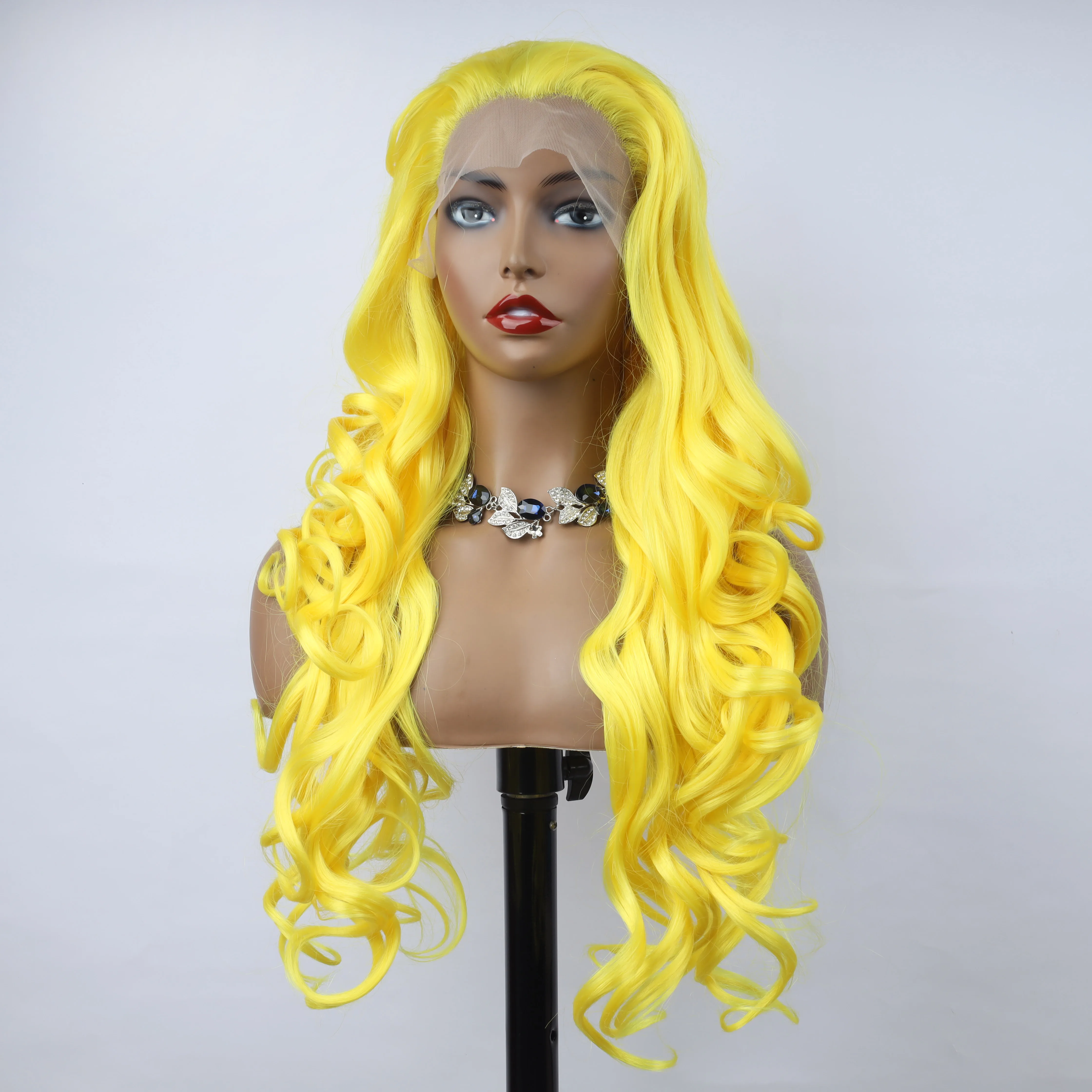 oley Fashion Curly Wig Synthetic Lace Front Wigs Yellow Female Lace Wig 13X3 For Black Women Cosplay Hair Daily Use