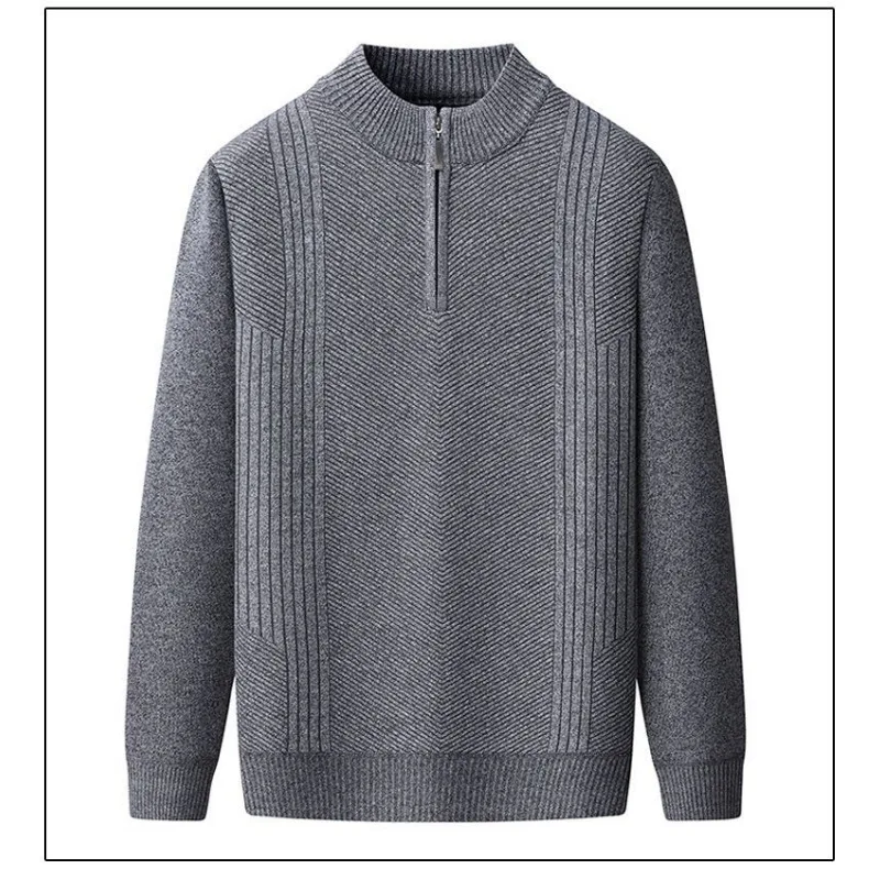 Men Half Zip Mock Neck Sweater Winter Warm Casual Knit Bottoming Top For Middle Aged