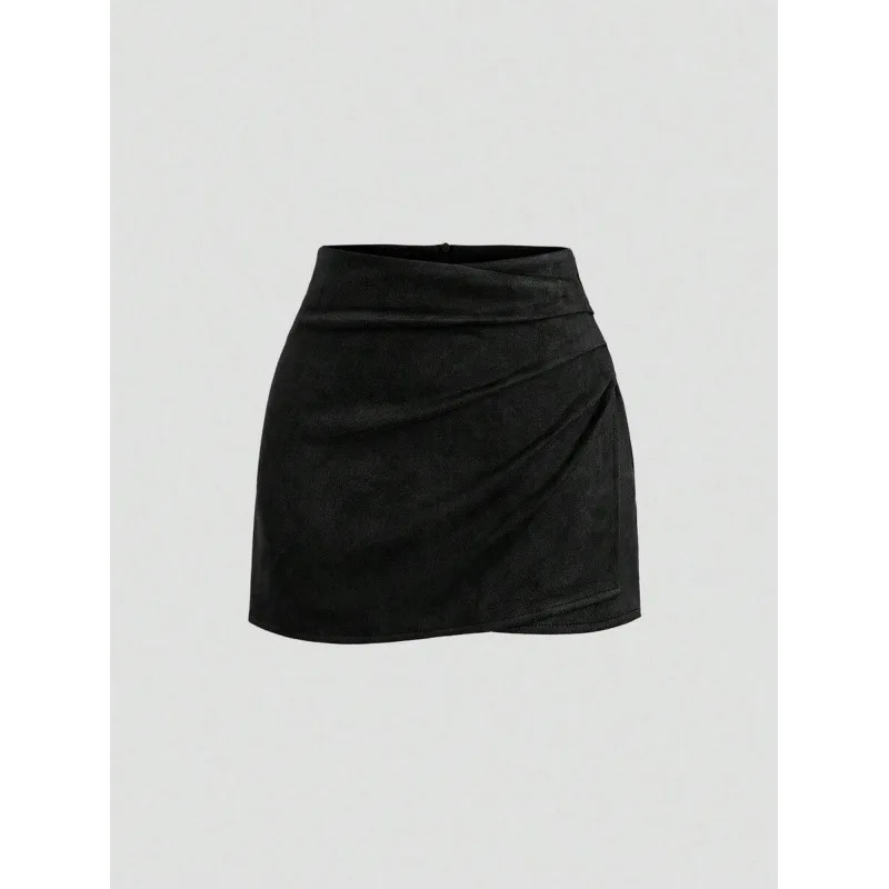 

Suede Midwaist Short Skirt Women's Fashion Spring Collection Neutral Design Other Fabric Other Processed Skirts