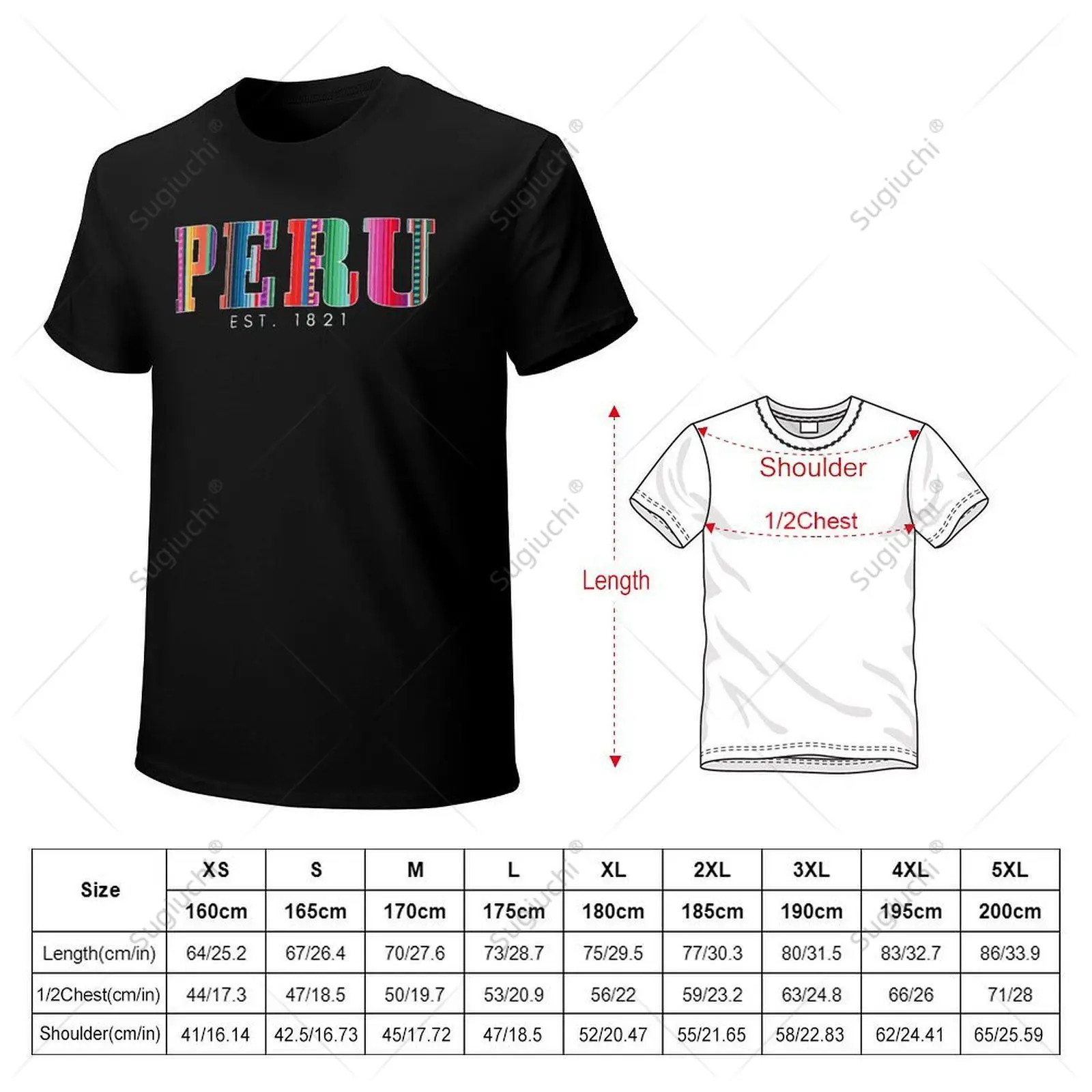 Unisex Men Peru Est. 1821 Peruvian Pattern Roots Pride Vintage Peru Tshirt Tees T Shirts Women Boys 100% Cotton T-Shirt