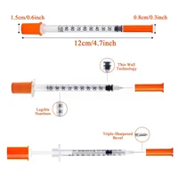 100 Pièces de Seringues à Insuline Orange Stériles et Jetables de Diverses Tailles (1 ml/0,5 ml), Emballées Individuellement, pour l'Alimentation des Animaux de Compagnie... 4