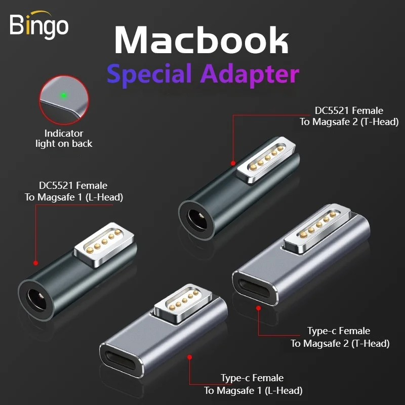 Kabel magnetyczny Type-C/DC5211 do MacBooka Adapter Magsafe 1/2 do MacBooka Air/Pro USB-C żeński konwerter wtyczki szybkiego ładowania