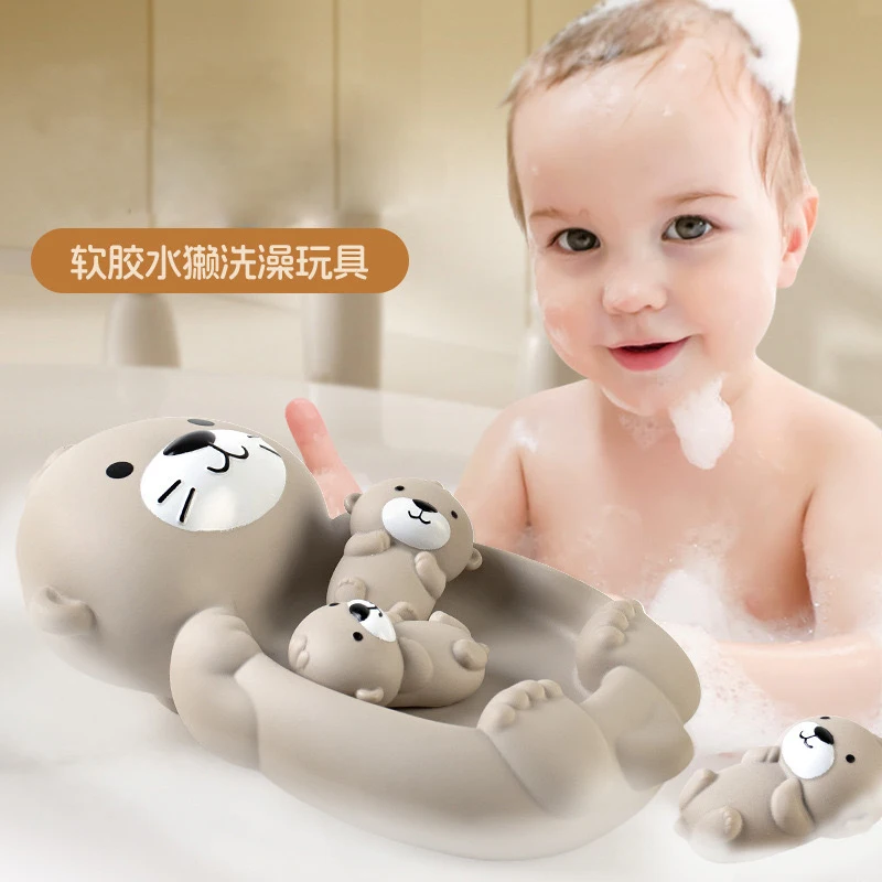 Baby Bath Toys 1 female otter and 3 baby otters Children Bathroom Pool Beach For Kids Water Playing Gift