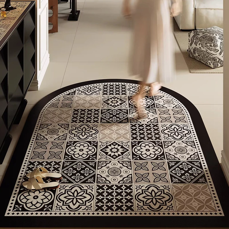 

Doommat Anti-slip Floor Mat Waterproof Carpet French Retro Style Home Decor Rug PVC Leather Oil-proof Stain-resistant Carpets