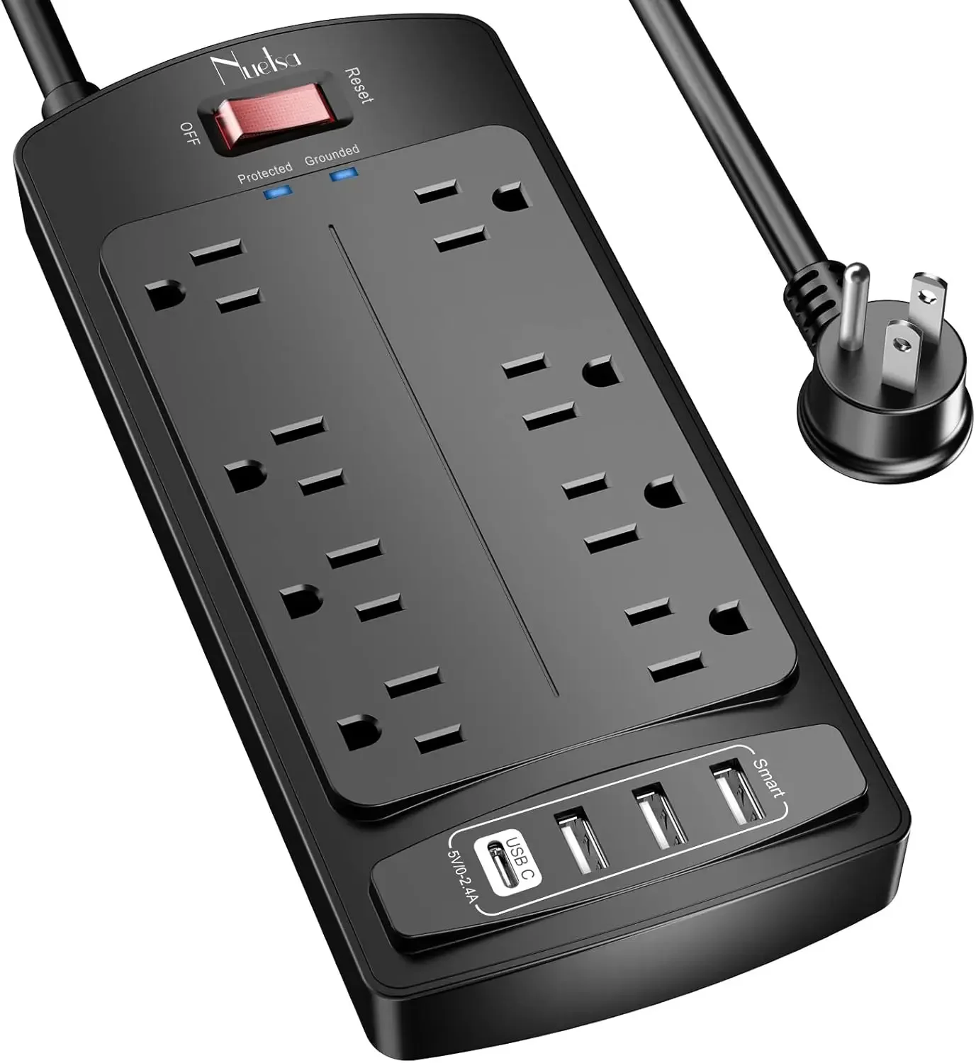 

Surge Protector Power Strip With 8 Outlets & 4 USB Ports, 6Ft Cord, 2700J, Etl