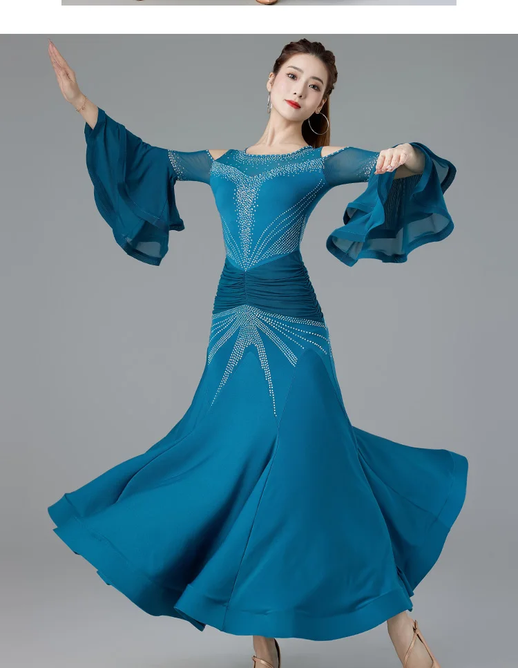 Costume da competizione per valzer, abito da ballo da sala, danza standard nazionale moderna, abbigliamento da tango femminile per palcoscenico di pratica rumba