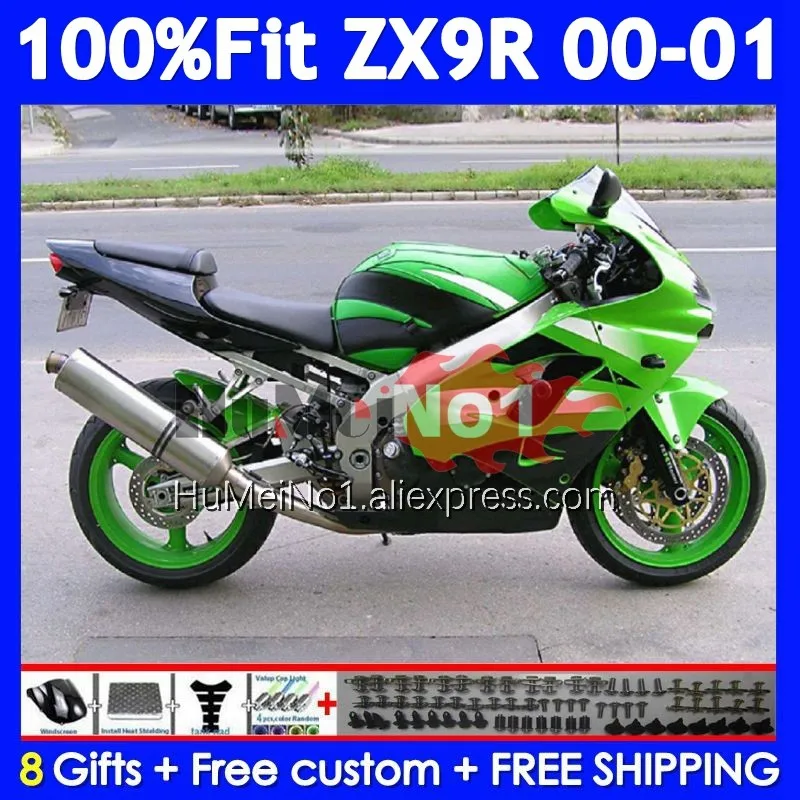 Injection Body For KAWASAKI NINJA ZX900 ZX 9R 900 CC 9 R Green black 214No.27 ZX9 900CC ZX-9R ZX9R 00 01 2000 2001 OEM Fairing