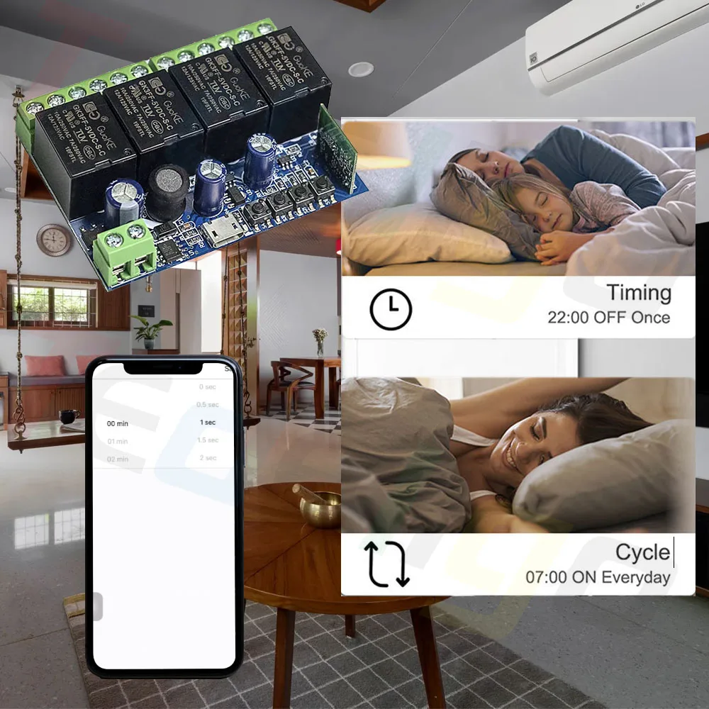 Tedeligo Ewelink WiFi สมาร์ทสวิทช์ DC 12V 24V 48V USB 5V 4CH รีเลย์ตัวรับสัญญาณรีเลย์พร้อม Timing Voice Control,Alexa Google