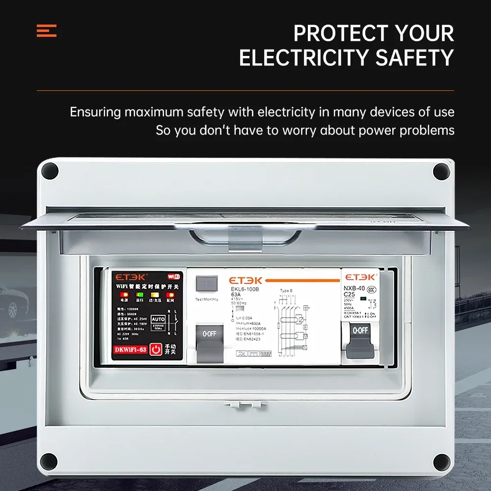 Imagem -03 - Interruptores do Escape da Terra do Etek-rcd dc 10ka 1p Mais n 2p 4p Pólos Pólos 40a 63a 30ma tipo b 6ma ev Evse 220v Ekl6100b