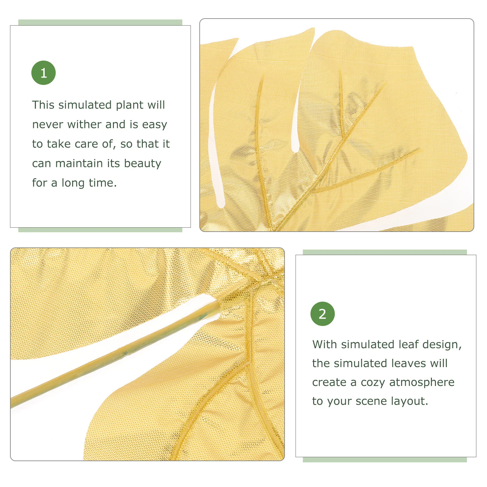 

20Pcs Simulated Monstera Leaves Fake Leaf Decorations Tropical Wedding Birthday Party Hawaiian Luau Jungle Theme Golden Palm