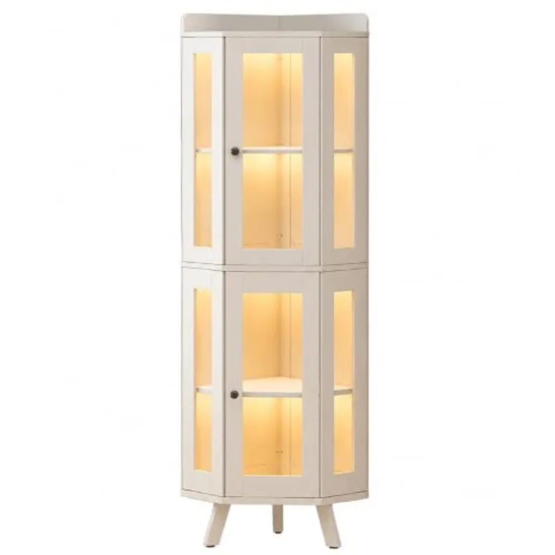 Corner Curio Cabinet with Glass Doors, 4-Tier Display for Collectibles