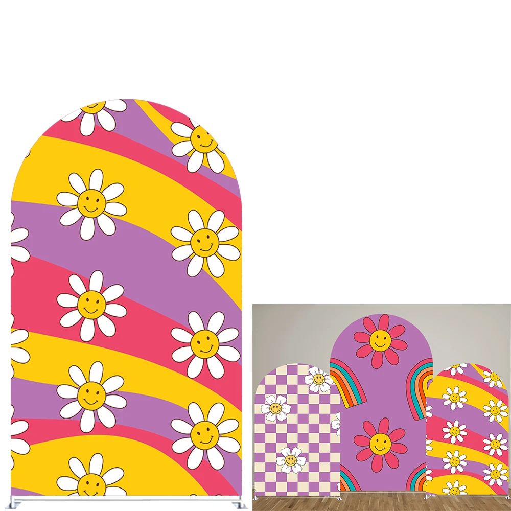 ชุดรูปแบบ Sablon Bunga ที่มีสีสันสดใสพื้นหลังแบบโค้งสำหรับงานเลี้ยงวันเกิดงานแต่งงานและงานเลี้ยงฉลองทารกอุปกรณ์ตกแต่ง