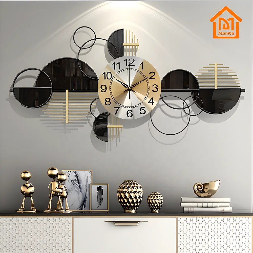 Decoration Wall Metal Wall Clocks For Home Living Room Luxury Wall Decor 3d Arts Hanging Clock