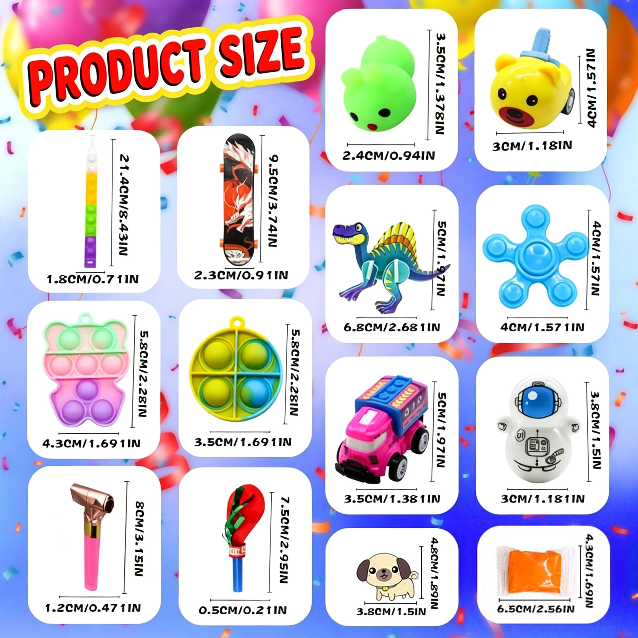 136Pcs Assorted Pop Fidget Toy Keychain Box for Kids - Birthday Party Souvenir Gifts Pinata Toys Children's Fidget Toys Gift Box