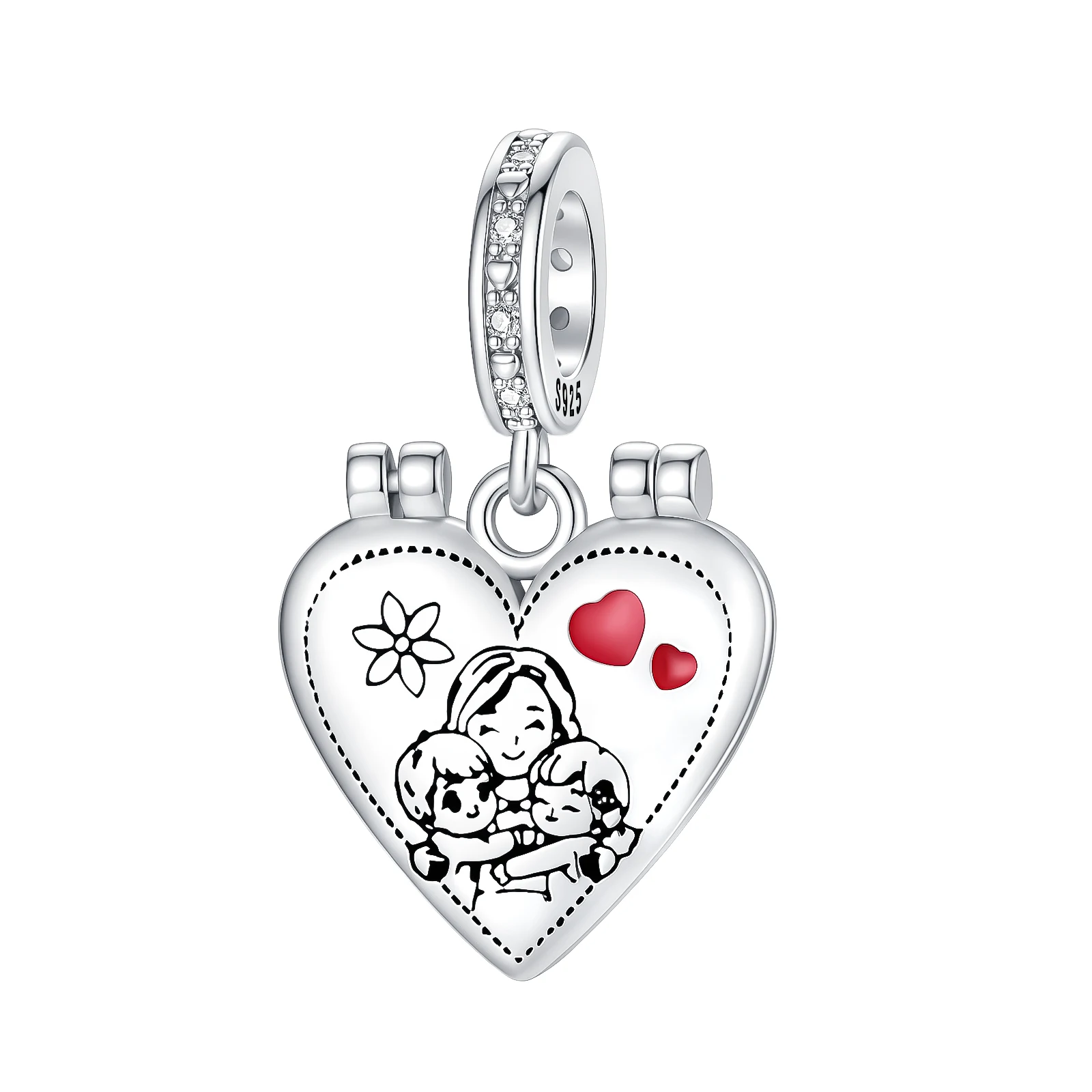 Original 925 Sterling Silver Charm Openable Heart Locket Family Pendant for Women Fit Original Bracelet Necklace DIY Accessories