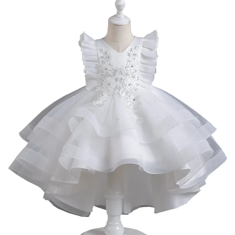 Vestido de princesa para niña, traje esponjoso para baile, espectáculo de boda, espectáculo de piano, flores, eventos