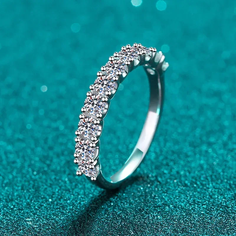 

Moissanite Rings 10 Stones 1ct Sterling Silver D VVS Lab Diamond with GRA Certificate Engagement Wedding Ring for Women