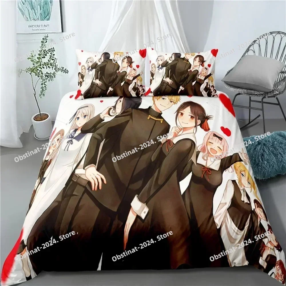 3D Anime Kaguya-sama Love is War Bedding Set Printed single Comforter Quilt Bed Cover Pillow Case 3 Pieces Sets Kids Adult Size