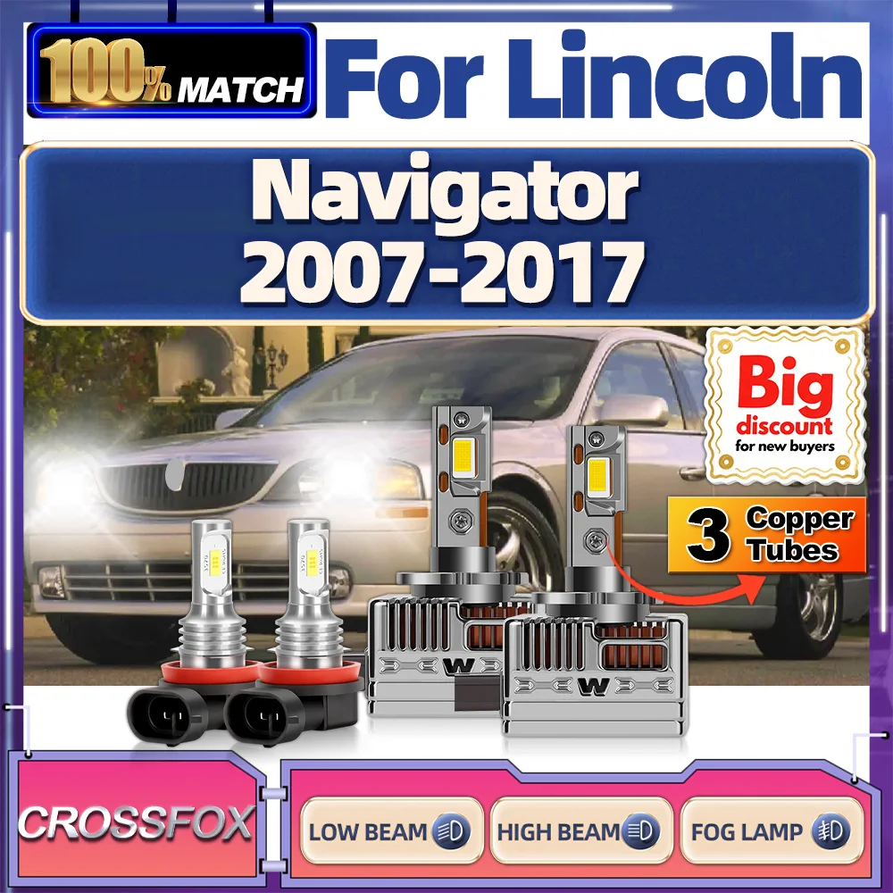 

CROSSFOX 【For Lincoln Navigator 2007-2017】Canbus Upgrade Turbo LED Xenon HID Headlight Bulbs Super Bright Fog Lamp Ampoules