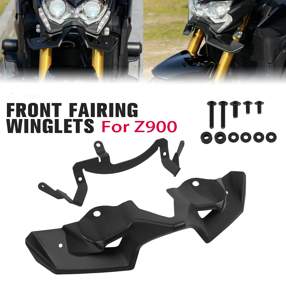 Front Spoiler Z900 Frontal Naked Downforce Spoilers Winglet Wing Deflector For KAWASAKI Z 900 2020-2024 Beak Nose Cone Extender