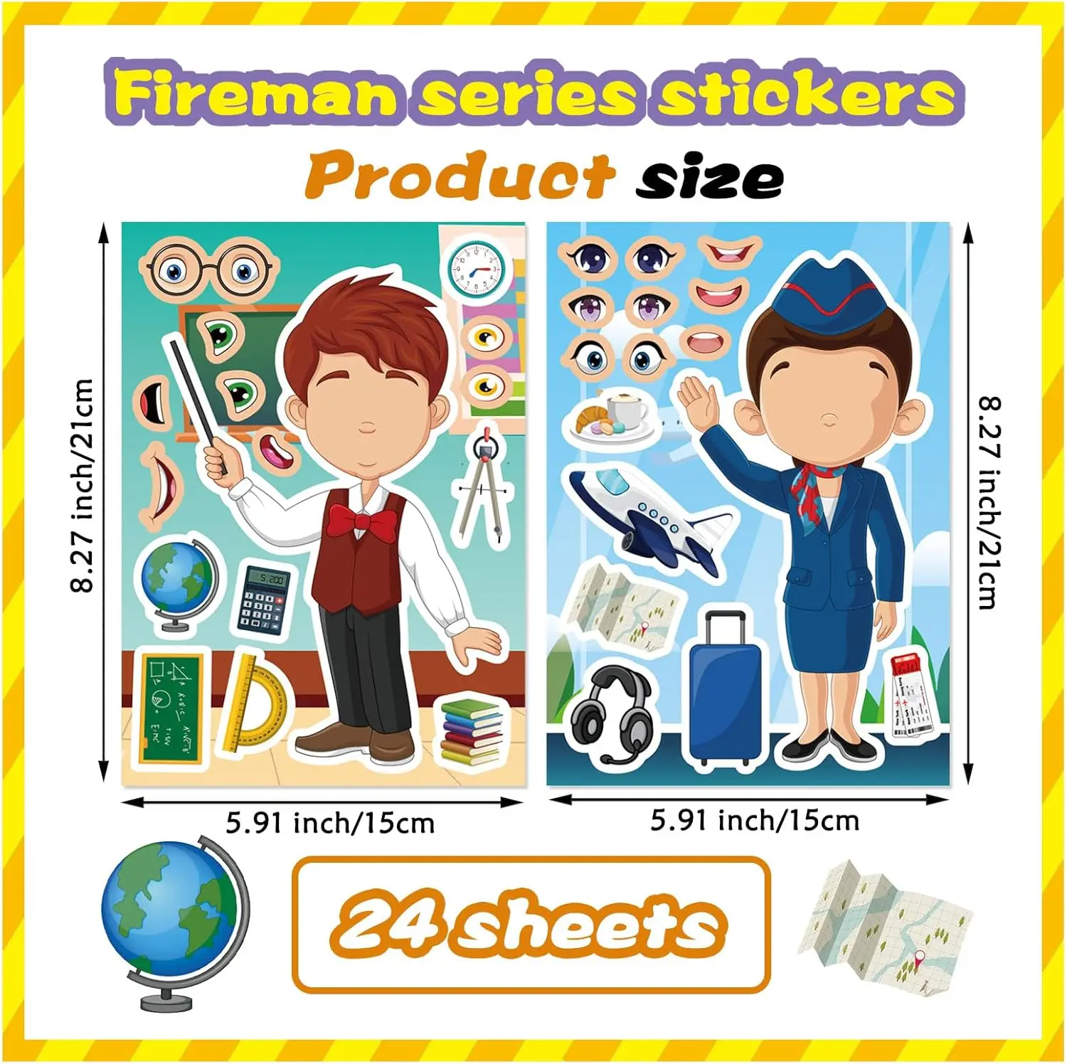 Crea un viso adesivi Giocattoli educativi Fai da te Crea il tuo pompiere Dottore Poliziotto Chef Insegnante Occupazione Post Puzzle Adesivo