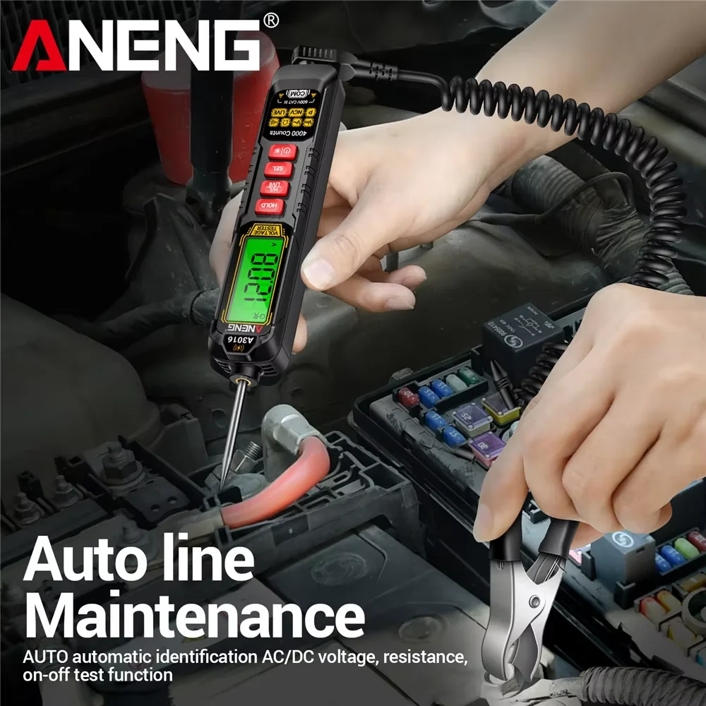 Car Voltage Tester Pen Digital Multimeter ANENG A3016 AC/DC Voltage 600V Smart Non-Contact Phase Sequence Detection Voltage Test