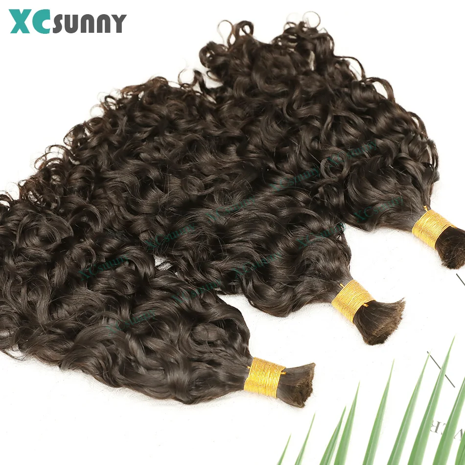 BULK Human Hair Water WAVE BULK Braiding Hair Extensions ผมหยิกสําหรับ Boho Braids Human Hair Bundles วาดคู่ขายส่ง