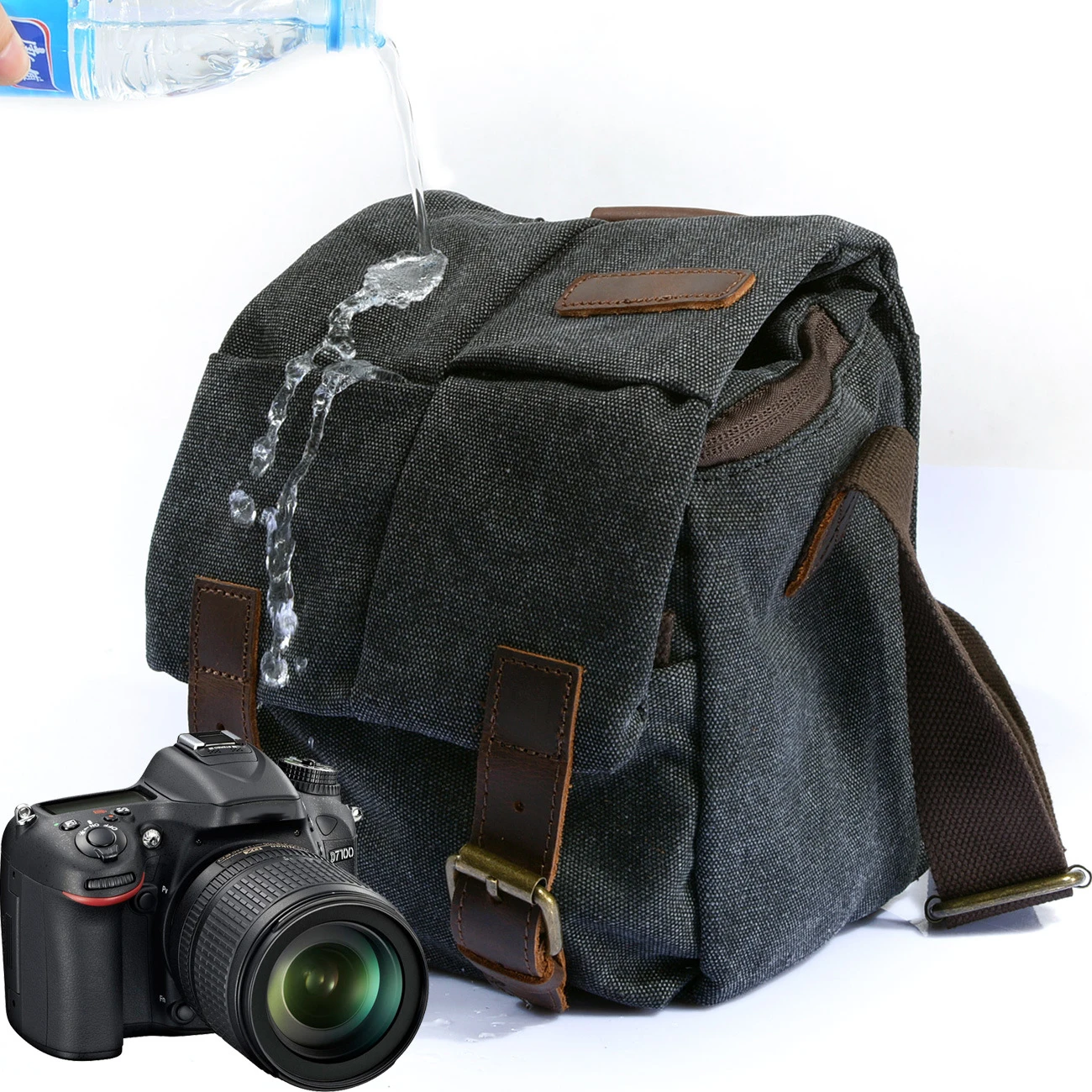 Vintage Canvas Photography Shoulder Bag Sling SLR Camera Carrying Case Small Travel Bags for Nikon Sony Canon
